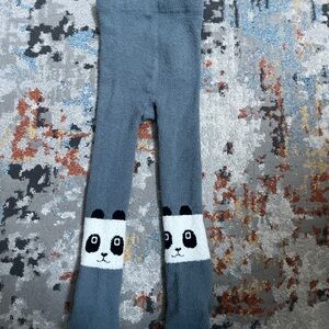 Cute Panda Face Teal Blue Tights